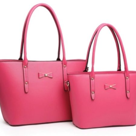 set of 2 - pink shoulder bag bow