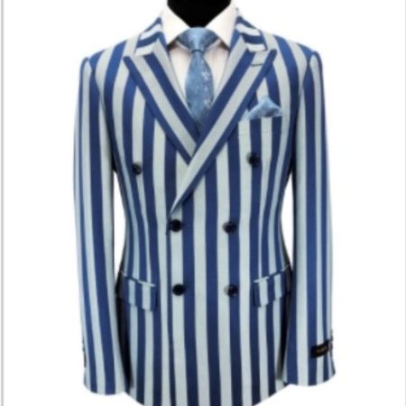 Blue Bold Stripe Double Breasted Suit