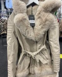 leatherette fur lined hooded coat