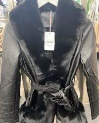 midi leatherette furlined coat