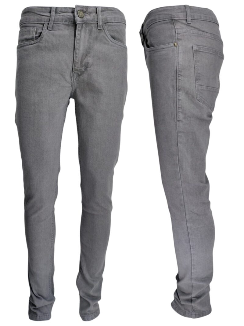 Men Plain  Stretch-Grey