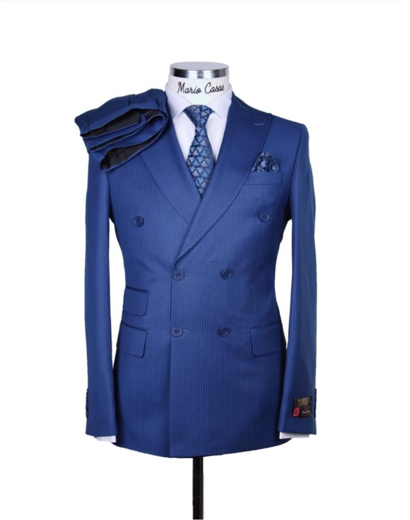 Blue Double Breasted Suit Wear